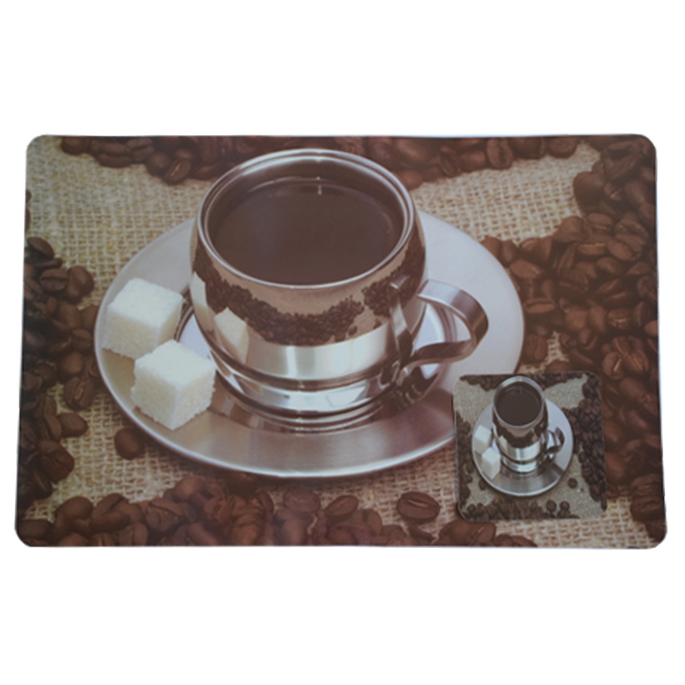 Set suport pahar si farfurie pentru servirea mesei, model Pufo Perfect Coffee, 6 bucati - 1 | YEO