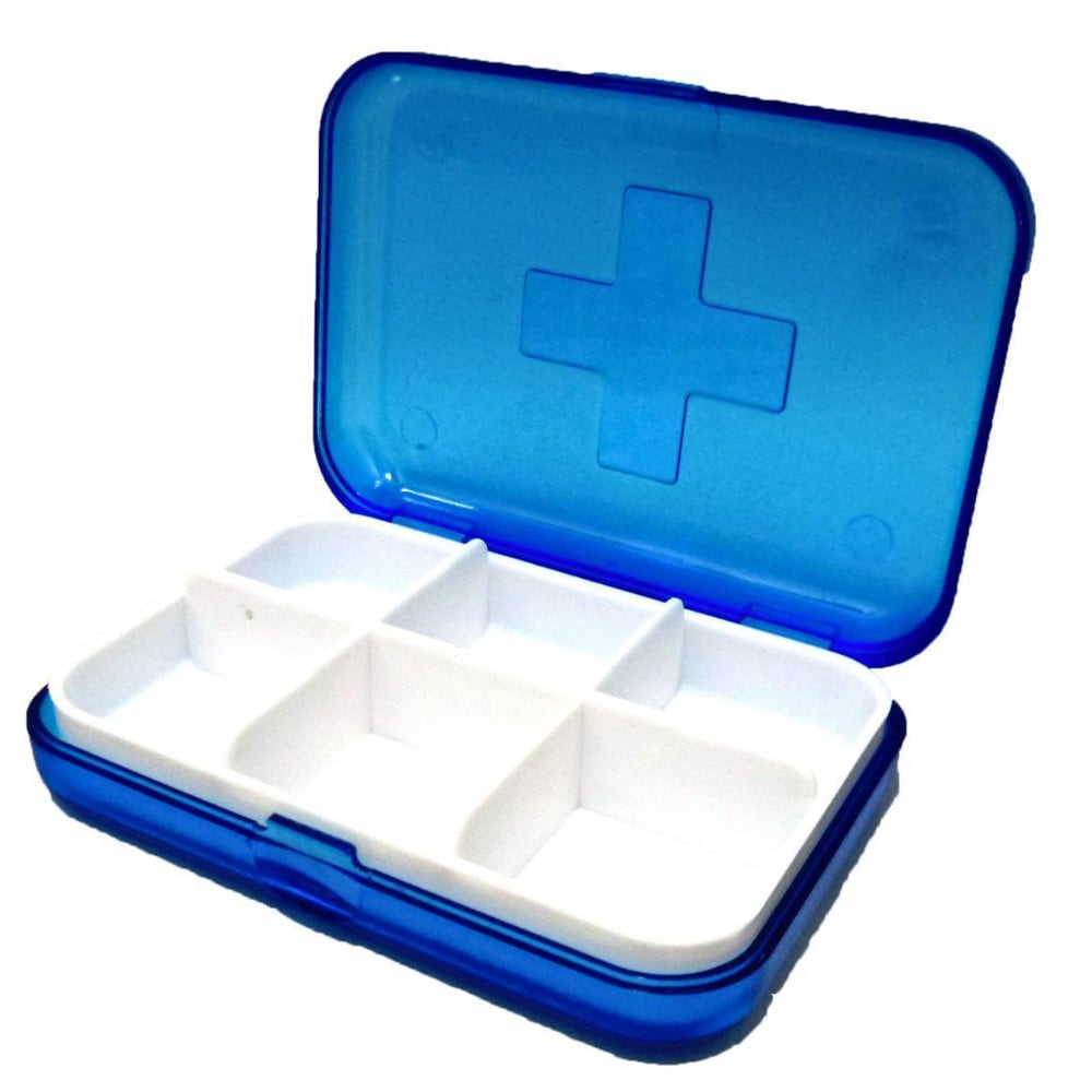 Cutie patrata pentru organizare medicamente, vitamine sau suplimente, Pufo Medicine, 9 cm, albastru - 1 | YEO