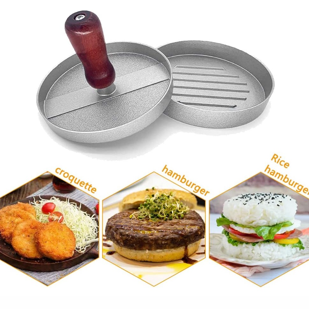 Presa cu maner Pufo pentru hamburger din aluminiu, Ø11 cm, argintiu - 1 | YEO