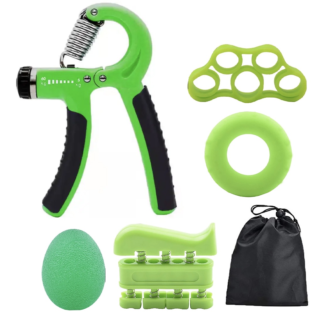 Set flexor cu 4 accesorii pentru antebrat si relaxare antistres, verde