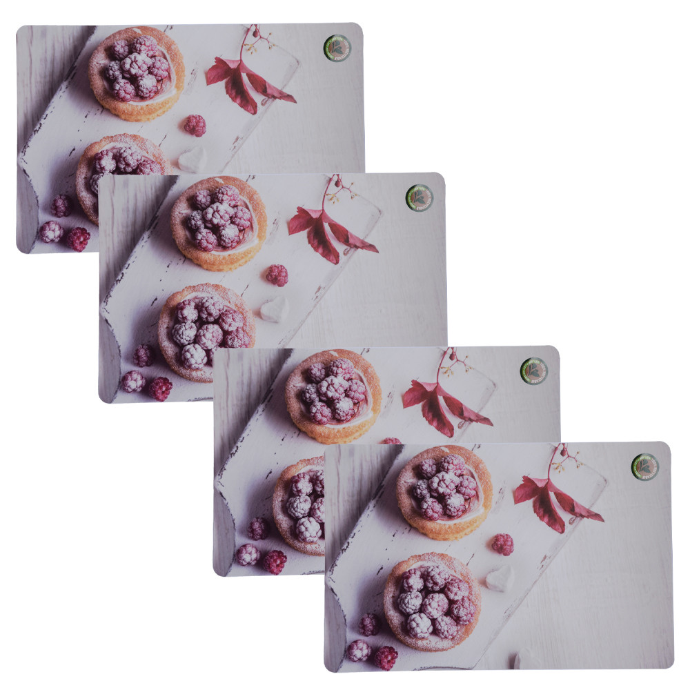 Set suport farfurie pentru servirea mesei, model Pufo Sweet Raspberry, 4 bucati, 44 x 29 cm - 2 | YEO