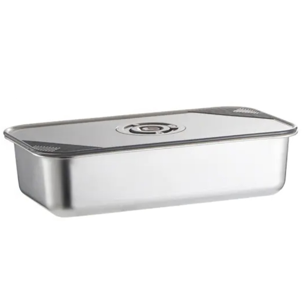 Tava gastronorm Pufo Chef din inox cu capac etans pentru depozitare alimente, ideal pentru catering, restaurante, fast food, capacitate 3.8 L