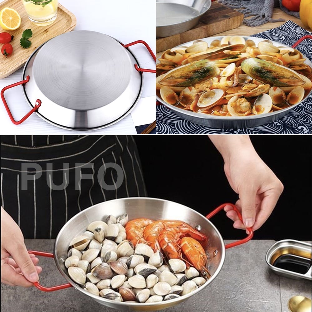 Tigaie tip platou Pufo cu 2 manere pentru servit sau gatit paella, fructe de mare, 27 cm - 2 | YEO