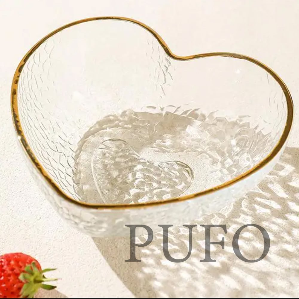 Bol elegant Pufo Gold Heart pentru servire alune, fistic, bomboane, fructe, gustari, 18 cm - 1 | YEO