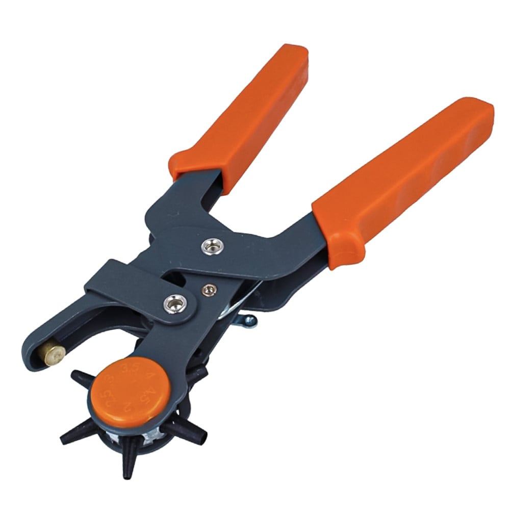 Cleste perforator pivotant Pufo cu 6 capete pentru gaurit curele, portocaliu/negru - 1 | YEO