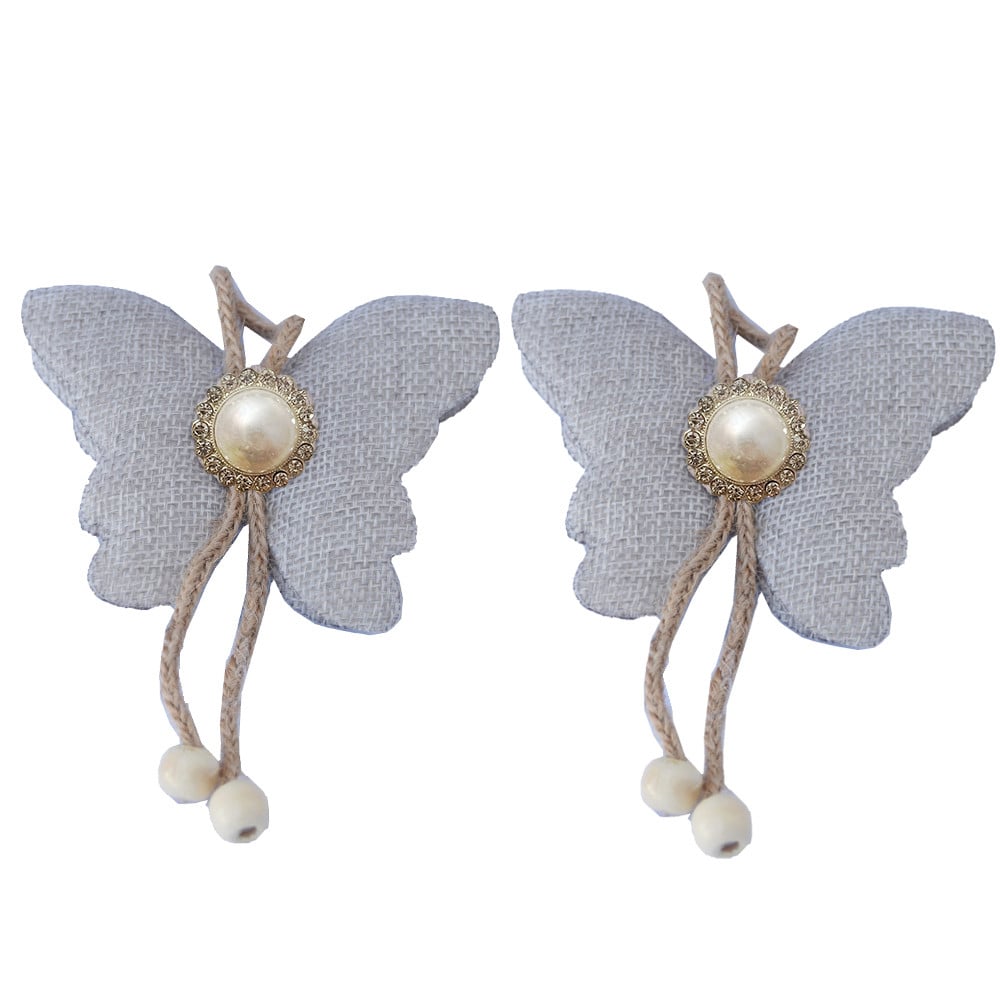 Set cordon de strangere Pufo Ellegant Butterfly pentru draperie sau perdea cu magnet, 2 buc, gri