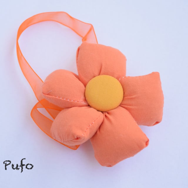 Set cordon de strangere Pufo Little Flower pentru draperie sau perdea cu magnet, 2 buc, portocaliu - 1 | YEO