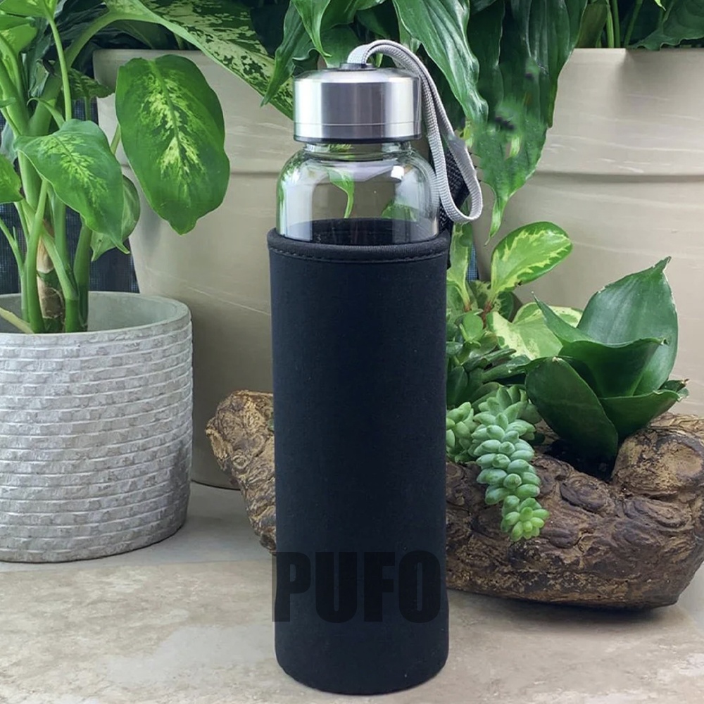 Sticla Pufo pentru apa sau lichide din material borosilicat, cu husa, capac etans, 500 ml - 2 | YEO