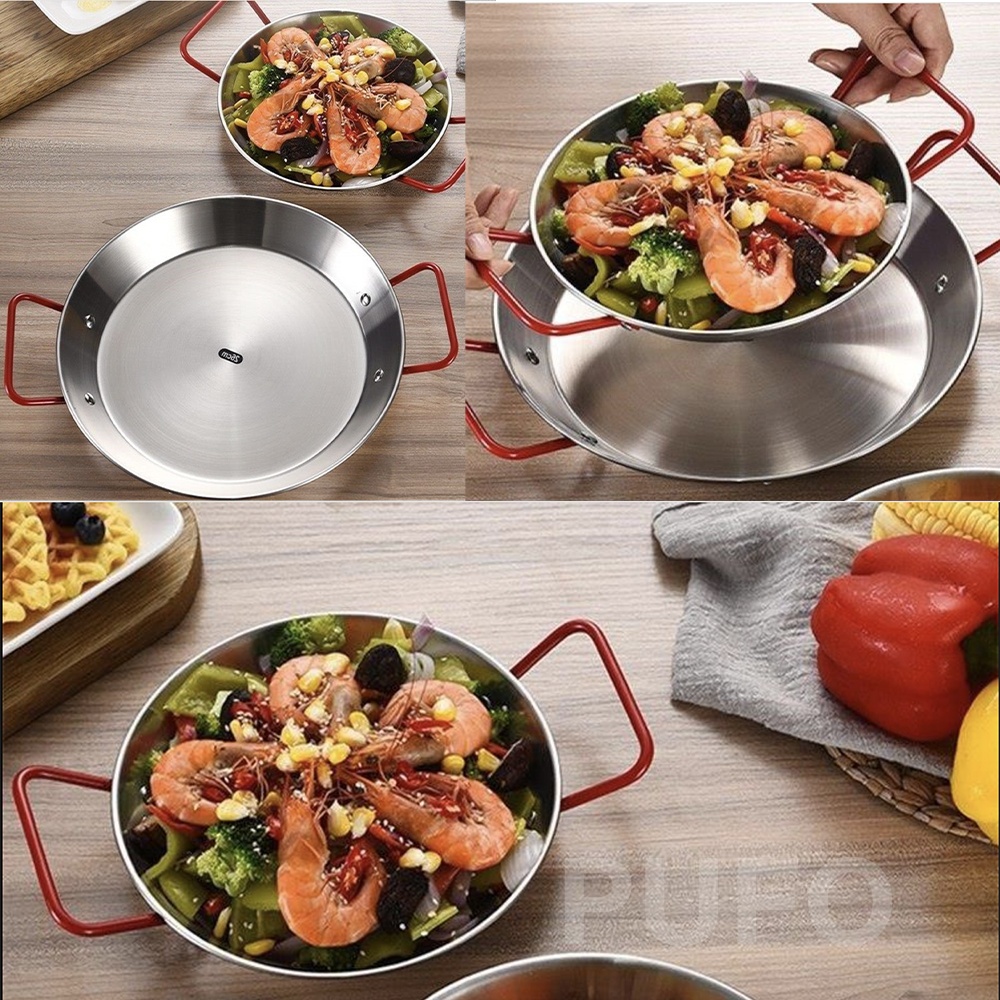 Tigaie tip platou Pufo cu 2 manere pentru servit sau gatit paella, fructe de mare, 27 cm - 3 | YEO