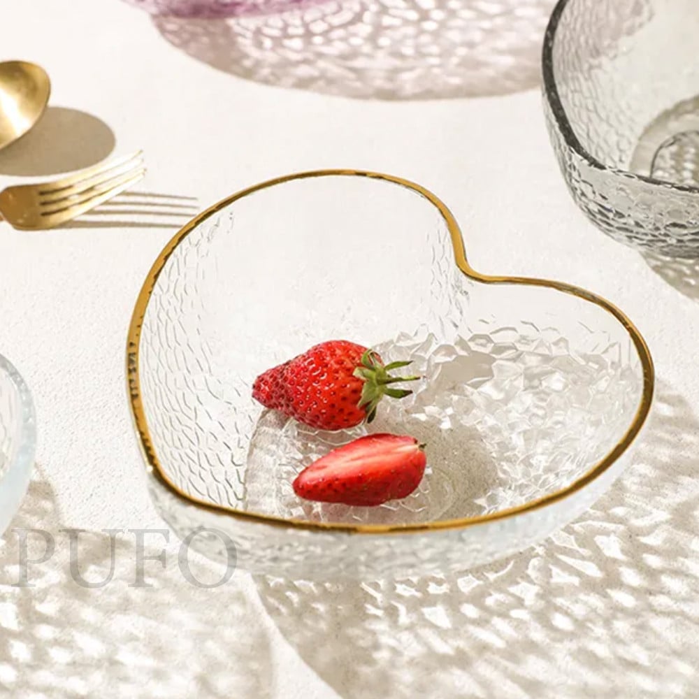 Bol elegant Pufo Gold Heart pentru servire alune, fistic, bomboane, fructe, gustari, 18 cm - 2 | YEO