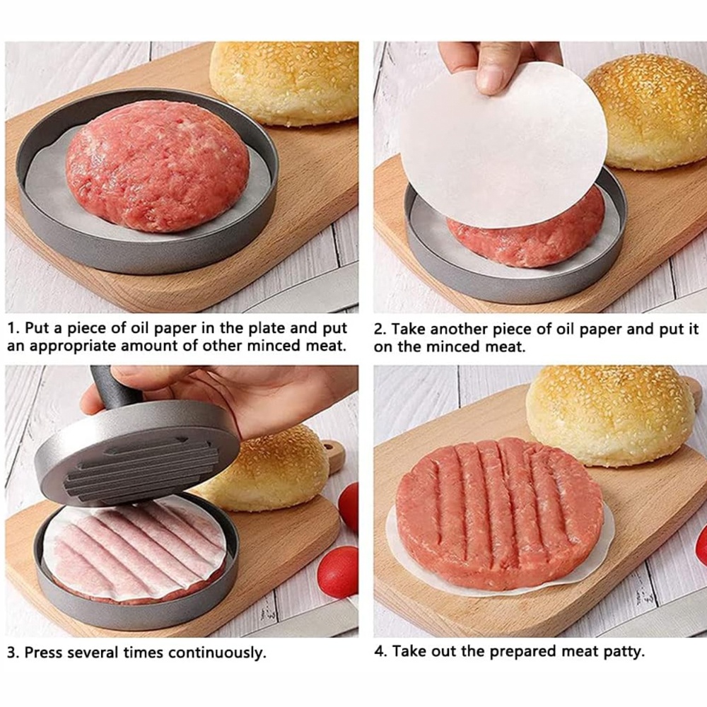 Presa cu maner Pufo pentru hamburger din aluminiu, Ø11 cm, argintiu - 3 | YEO