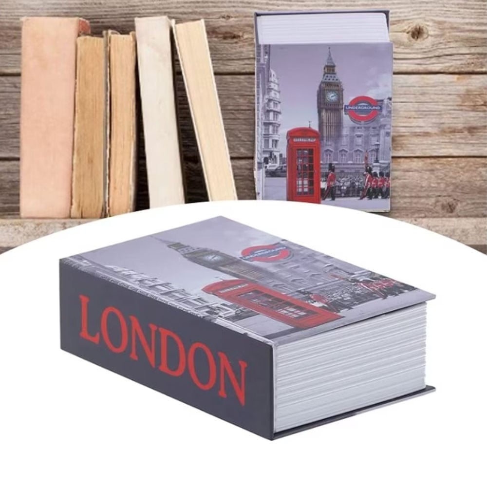 Seif secret tip carte Pufo cu cheie pentru blocare, model London Vibe, 18 x 12 cm - 1 | YEO