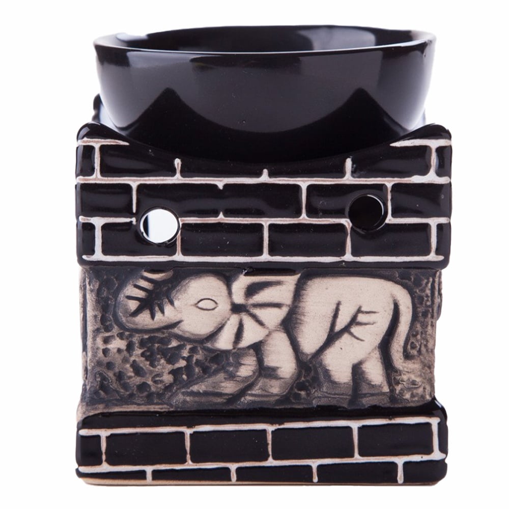 Suport ceramic Pufo Feng Shui pentru aromaterapie, 10 cm, negru