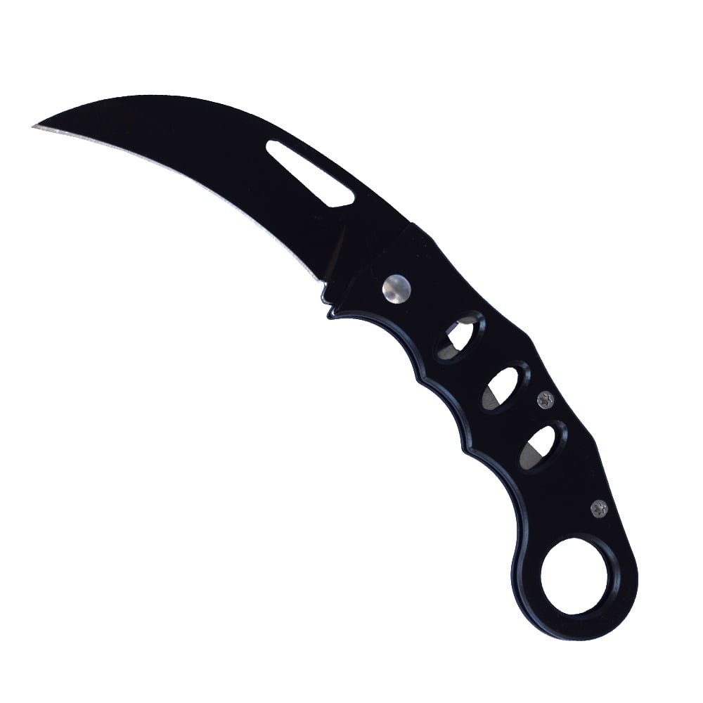 Briceag metalic de buzunar pliabil Pufo Karambit, 15.5 cm, negru