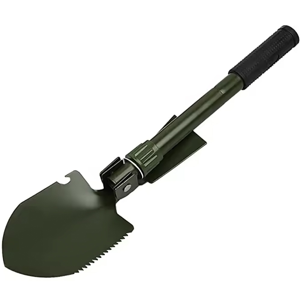 Lopata multifunctionala pliabila Pufo Army pentru camping, pescuit, 40 cm, verde