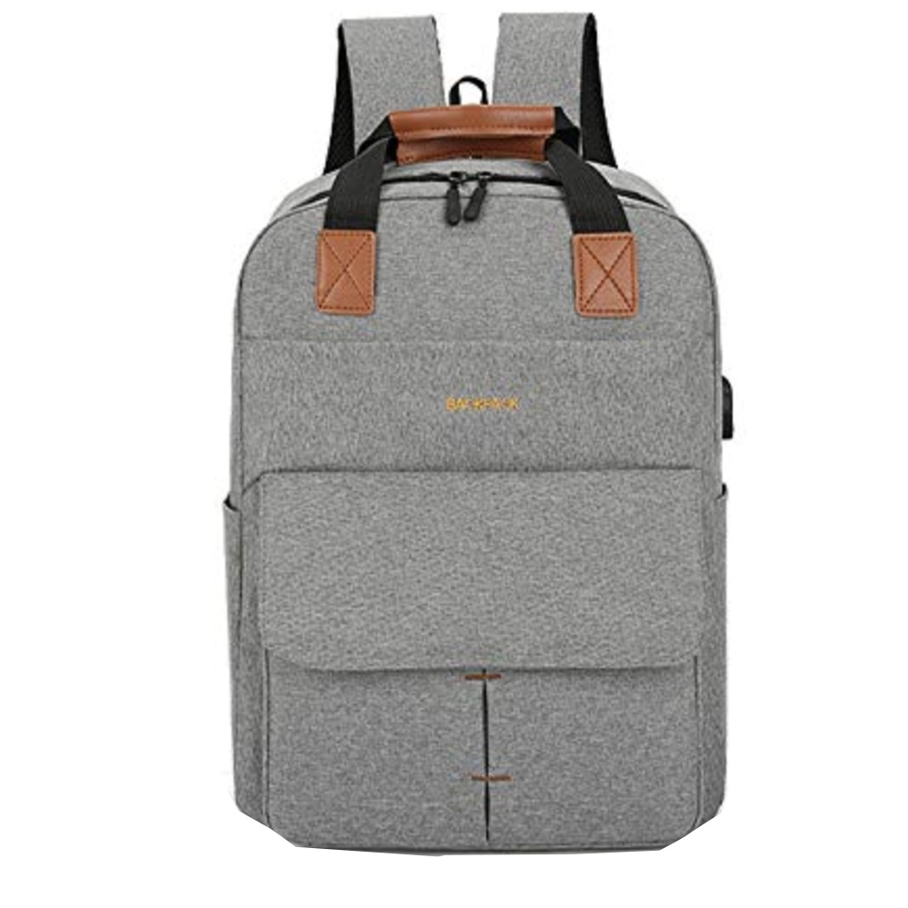 Rucsac practic Pufo Backpack cu port incarcare USB, borseta si penar inclus, 40 x 30 cm, gri - 2 | YEO