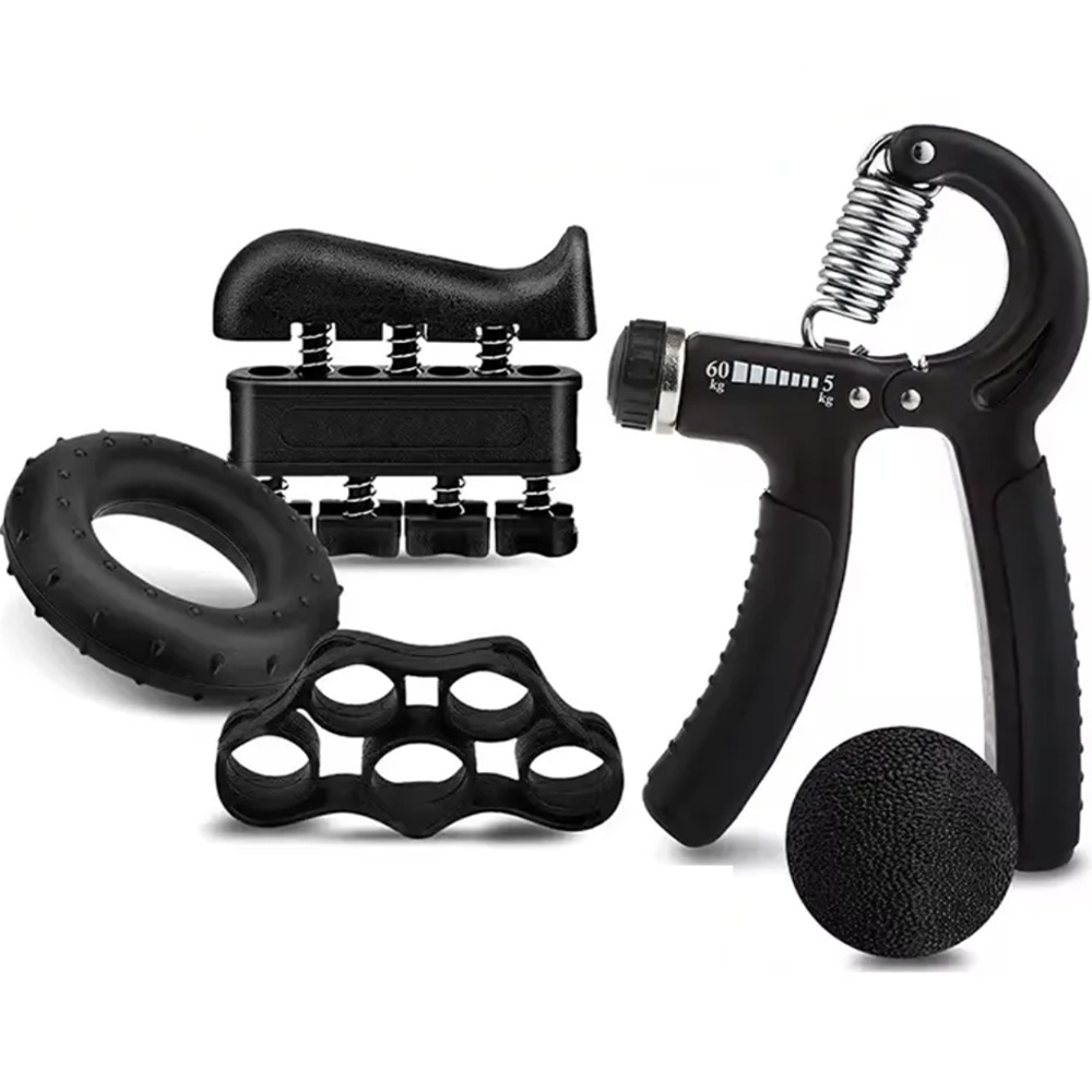 Set flexor cu 4 accesorii pentru antebrat si relaxare antistres, negru