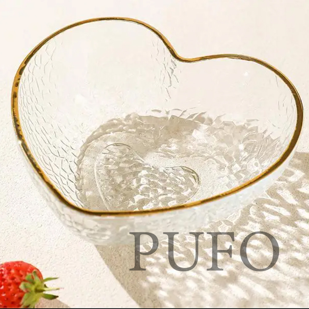 Bol elegant Pufo Gold Heart pentru servire alune, fistic, bomboane, fructe, gustari, 21 cm - 1 | YEO