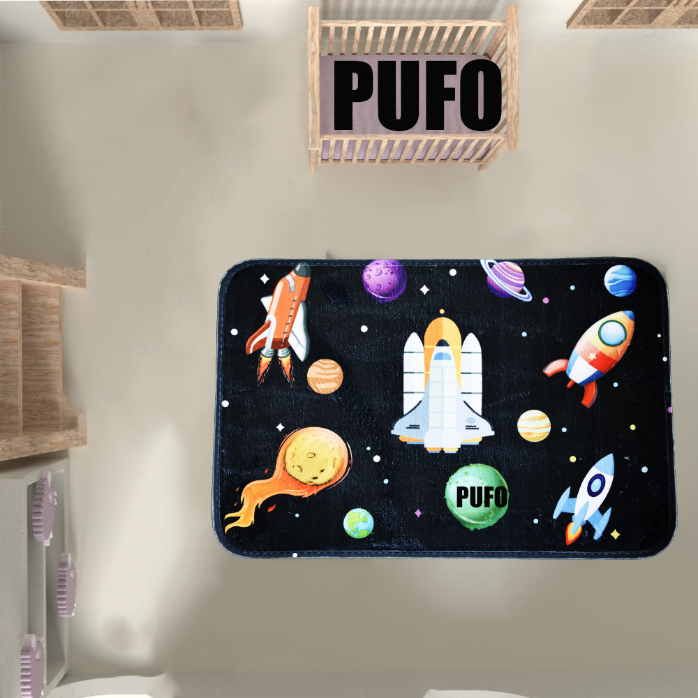 Covoras pentru camera copilului Pufo Flying Rocket, 60 x 40 cm, poliester - 1 | YEO