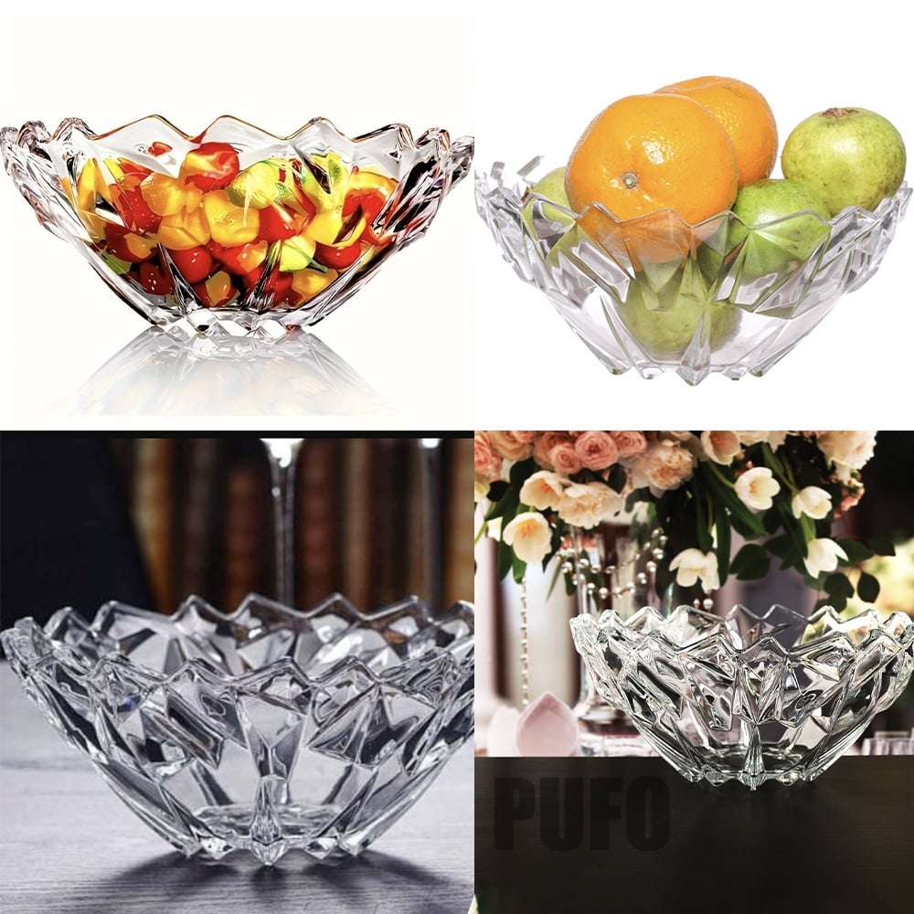 Fructiera tip bol Pufo Brilliant din sticla pentru prajituri, torturi, fructe, aperitive, 24 cm - 2 | YEO