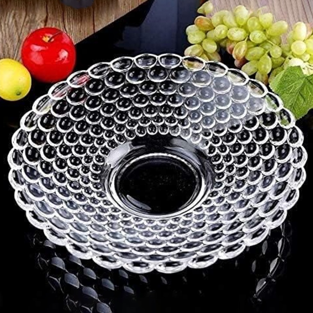 Fructiera tip bol Pufo Luxury din sticla pentru prajituri, torturi, fructe, aperitive, 24 cm - 1 | YEO