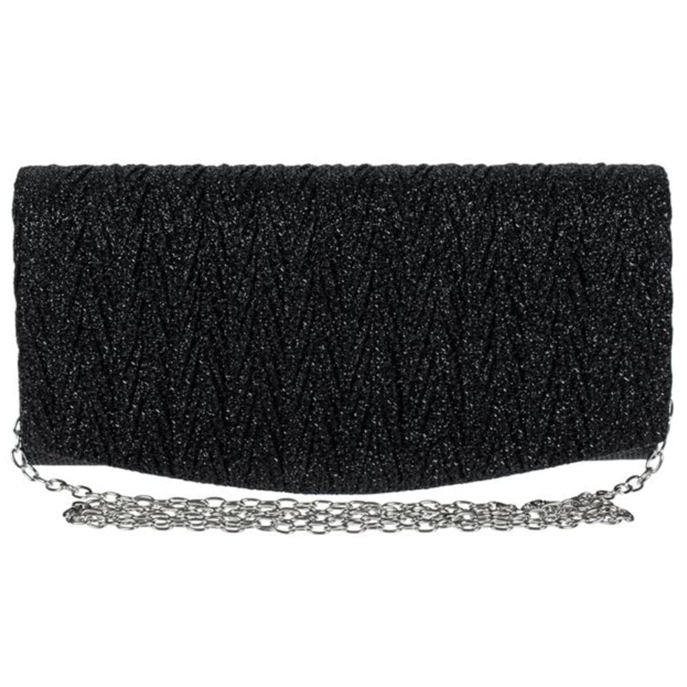 Geanta plic clutch elegant de dama, Pufo Black Shine, 20 cm