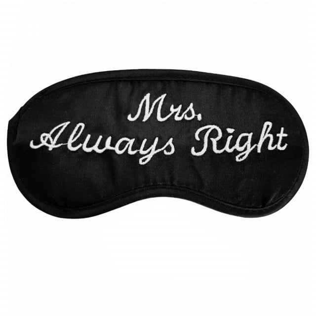 Masca pentru dormit sau calatorie, Pufo Mrs Right, 18 cm, negru