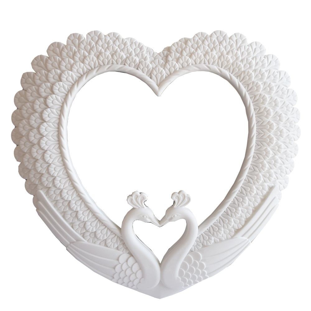 Oglinda decorativa eleganta de perete Pufo Romantic Love, 42 cm, alba