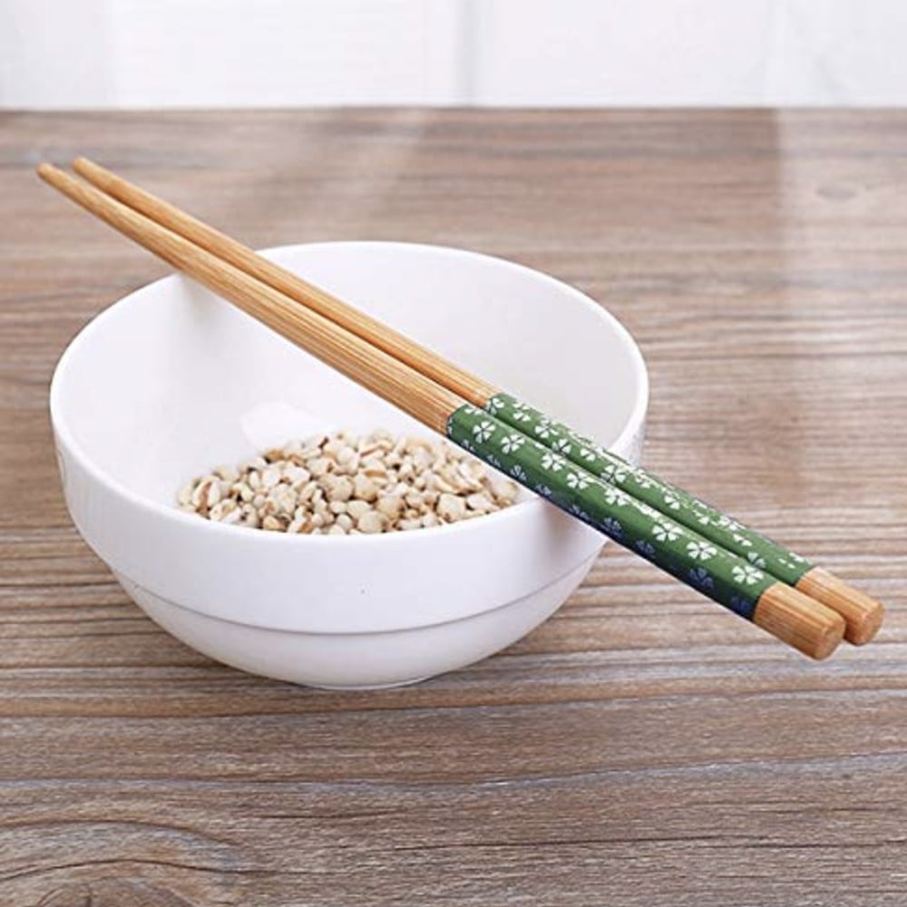 Set 5 perechi betisoare Pufo din bambus pentru sushi, 22 cm, maro/verde - 1 | YEO