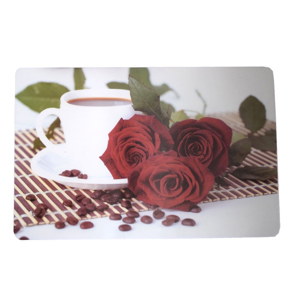 Set suport pahar si farfurie pentru servirea mesei, model Pufo Morning Roses, 6 bucati - 1 | YEO