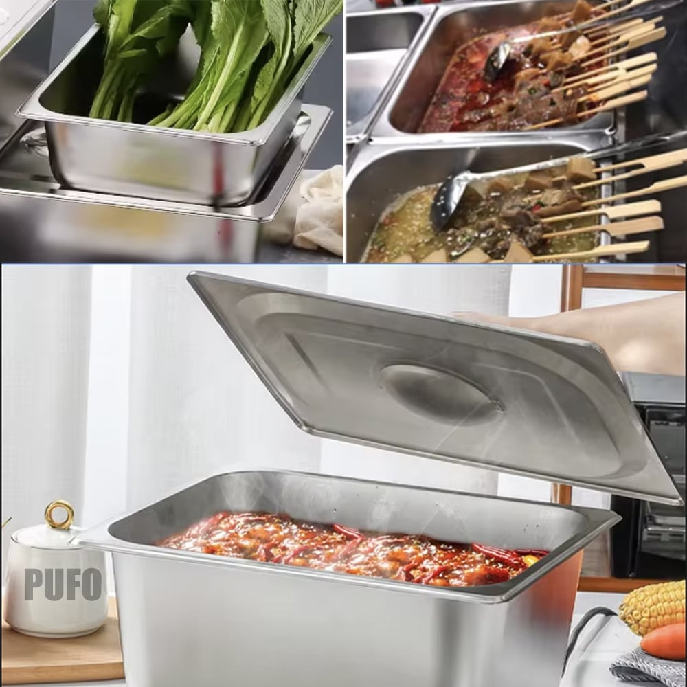 Tava gastronorm Pufo din inox pentru depozitare alimente, ideal pentru catering, restaurante, fast food, capacitate 5 L - 3 | YEO