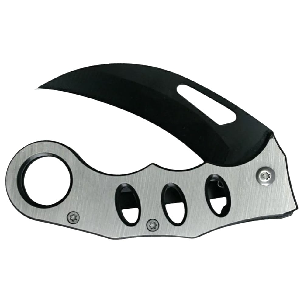 Briceag metalic de buzunar pliabil Pufo Karambit, 15.5 cm, argintiu - 1 | YEO