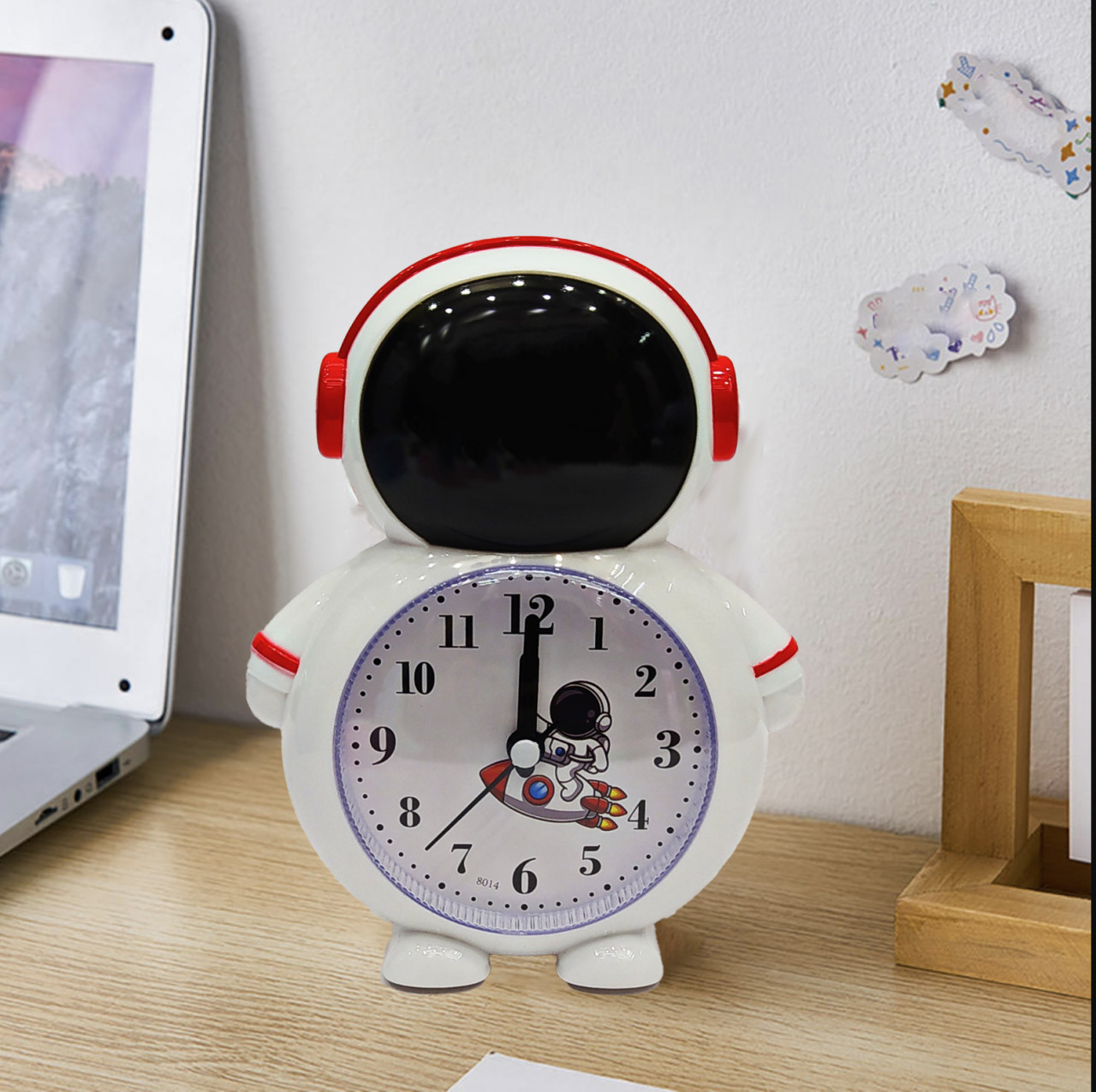 Ceas de masa desteptator pentru copii Pufo Astronaut, 15 cm, rosu - 1 | YEO