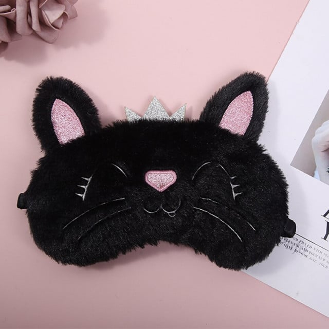 Masca pentru dormit sau calatorie, cu gel detasabil, Pufo Kitty, 20 cm, negru - 1 | YEO