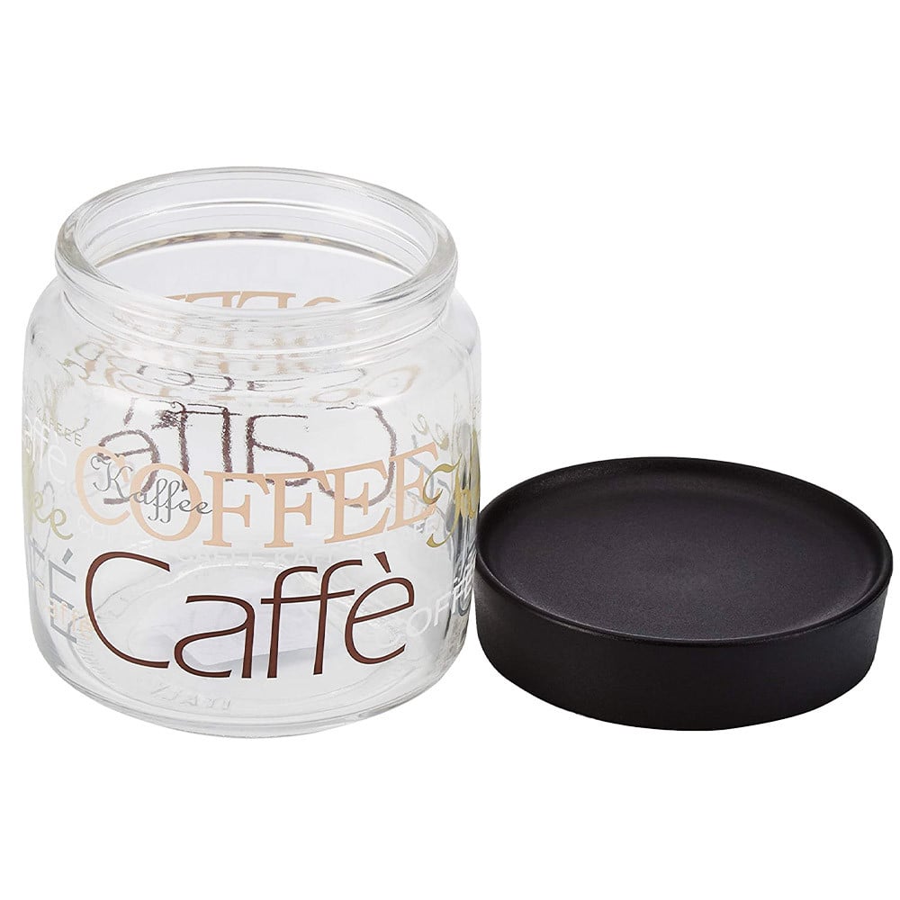 Recipient din sticla Pufo Black Coffee cu capac, pentru cafea, condimente, 750 ml - 1 | YEO