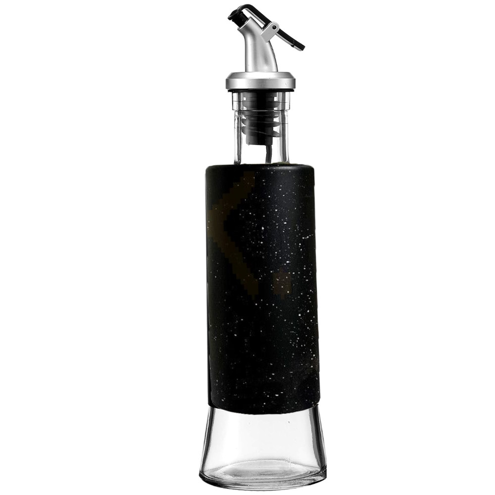 Recipient Pufo Savor din sticla pentru ulei si otet, 300 ml, negru/alb