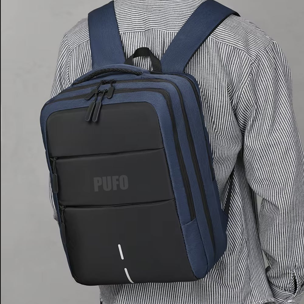 Rucsac Pufo Premium compartimentat pentru laptop, 45 x 32 cm, albastru - 3 | YEO