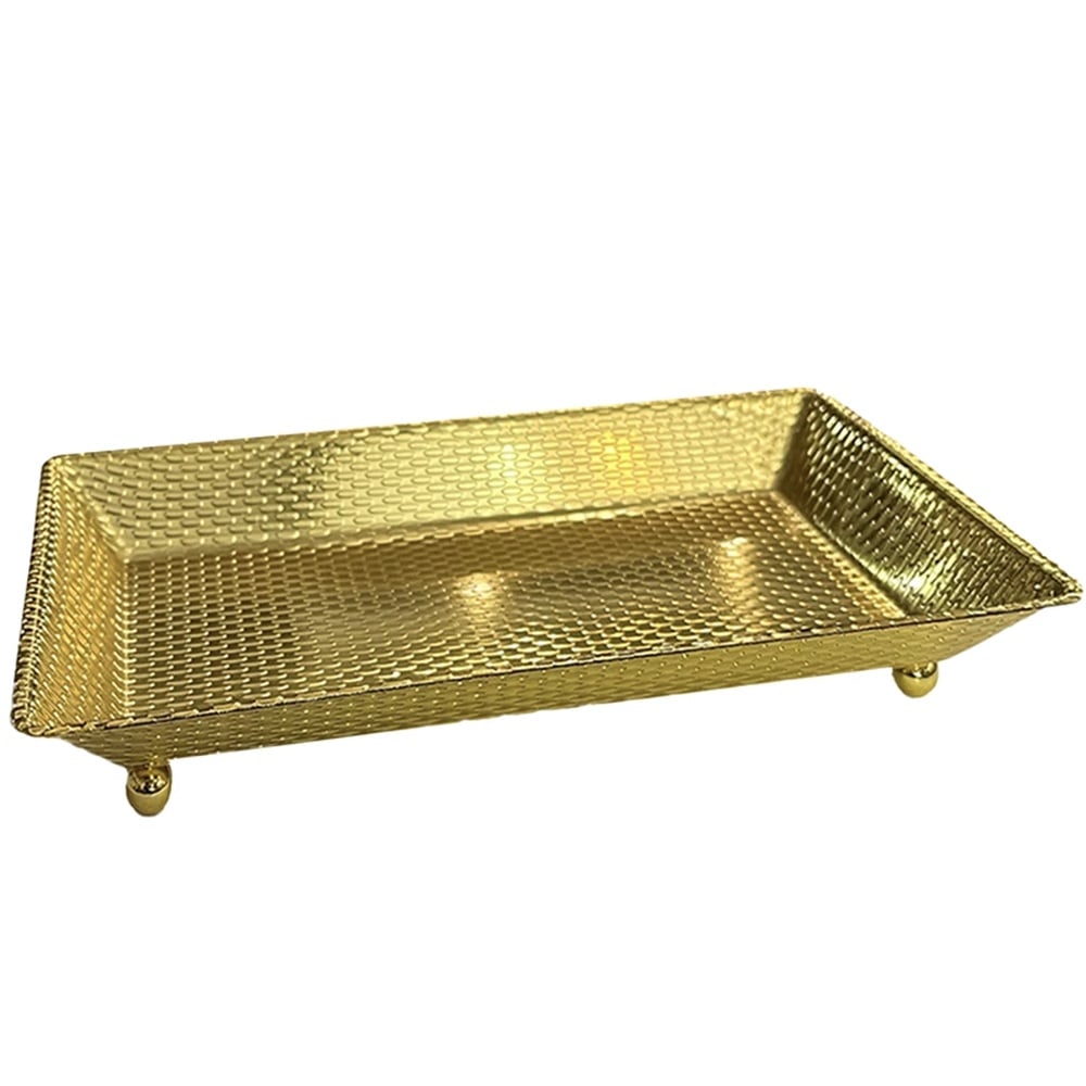 Tava metalica eleganta Pufo Gold cu picioruse pentru servire aperitive, prajituri, fructe, 27 cm - 1 | YEO