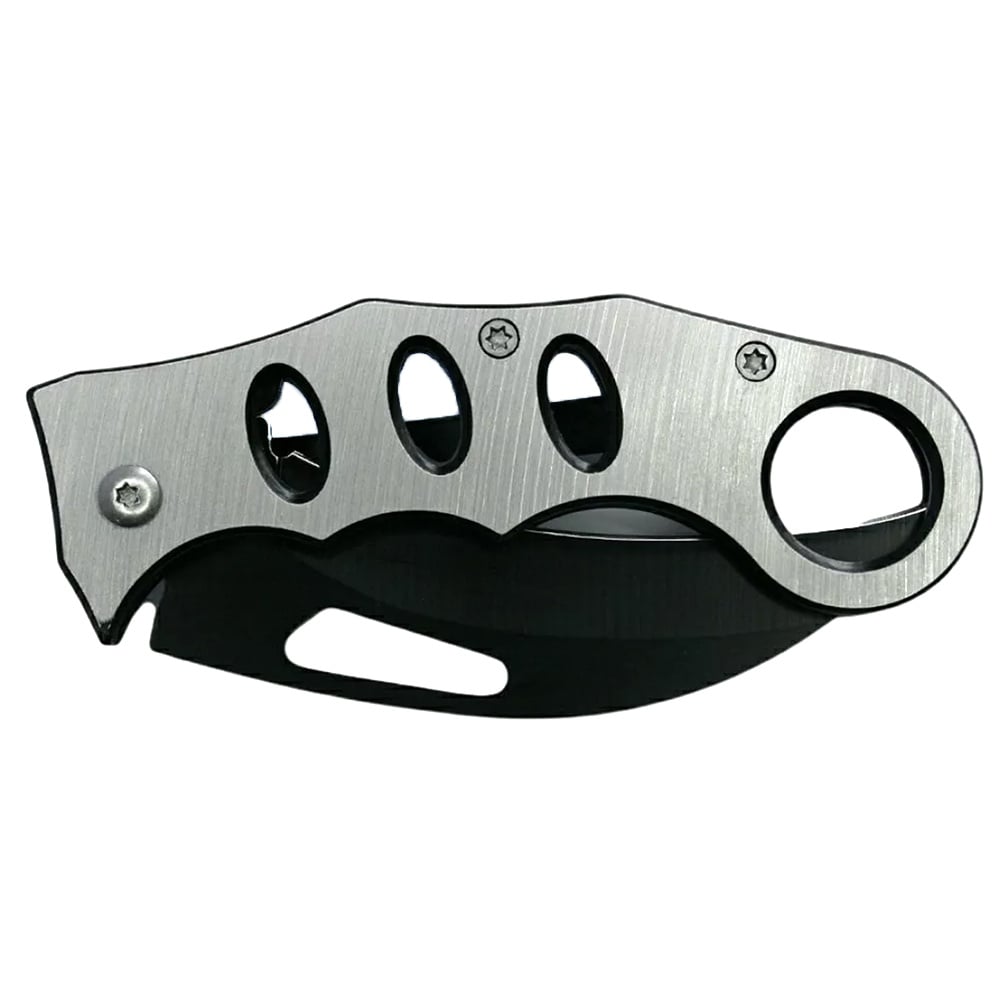 Briceag metalic de buzunar pliabil Pufo Karambit, 15.5 cm, argintiu - 2 | YEO