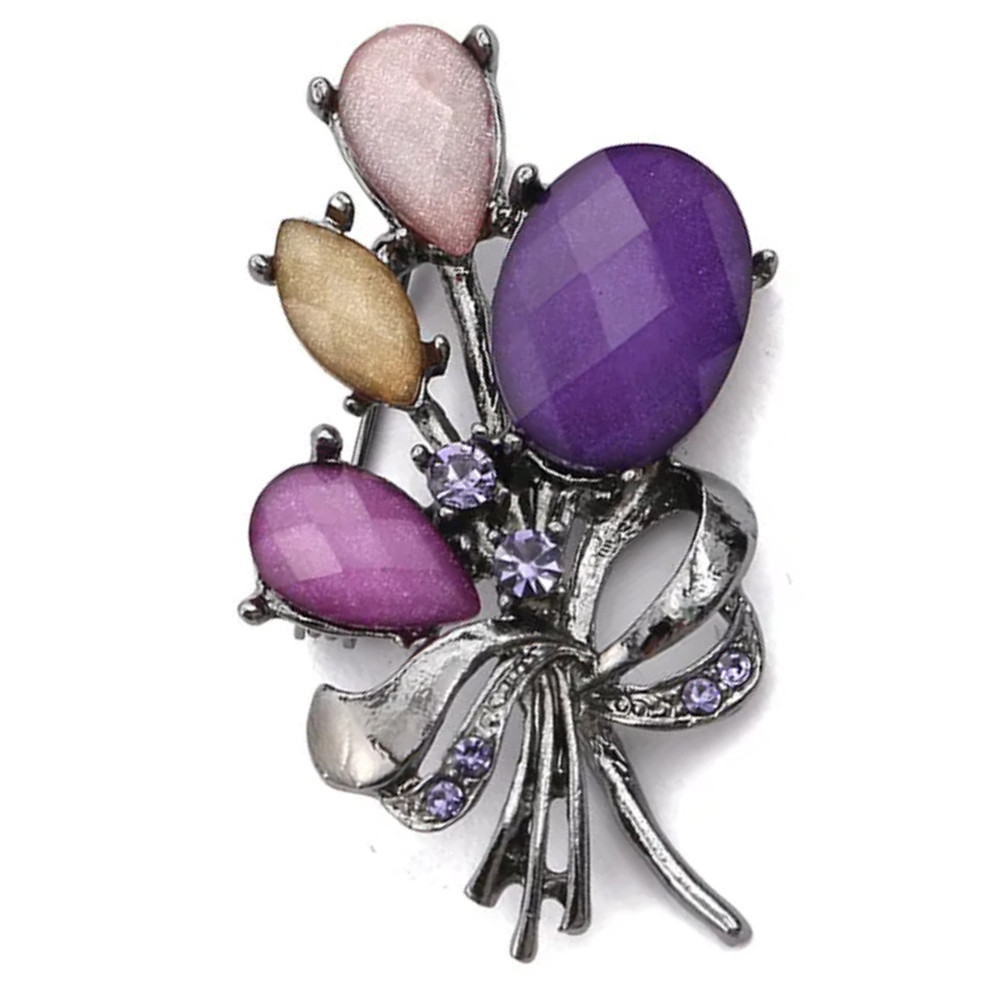 Brosa dama eleganta, model cu pietre colorate, Colorful bouquet