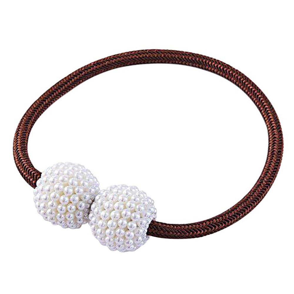 Cordon de strangere Pufo Beads pentru draperie sau perdea cu magnet, maro - 1 | YEO