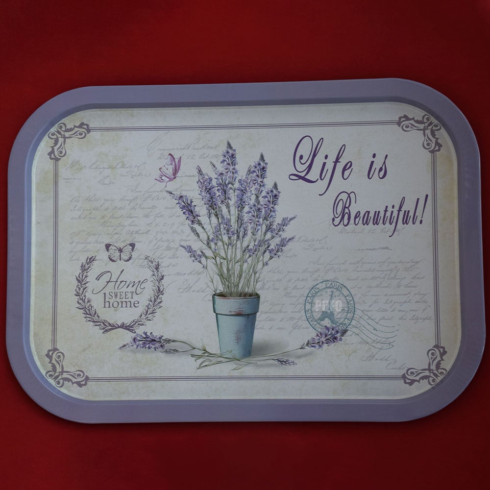 Farfurie metalica Pufo Life is Beautiful pentru servire desert, prajituri, aperitive, 40 x 29cm - 1 | YEO