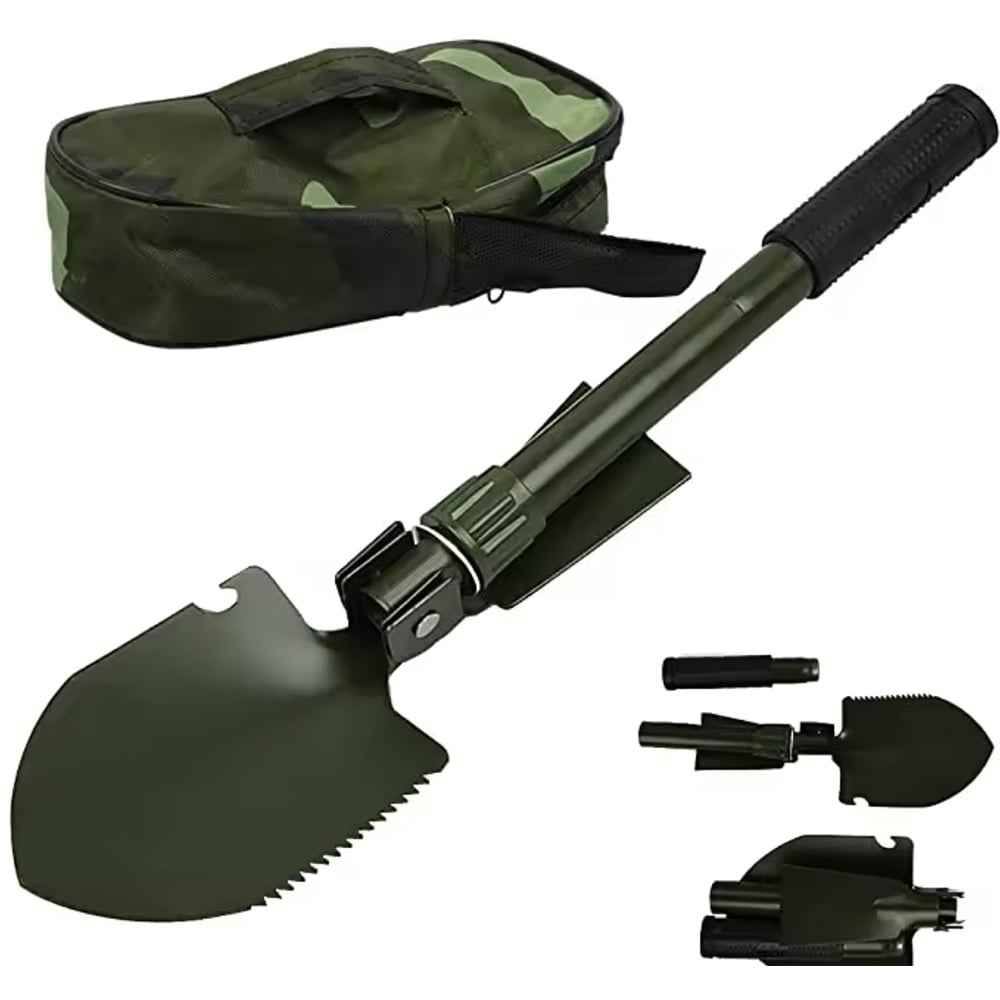 Lopata multifunctionala pliabila Pufo Army pentru camping, pescuit, 40 cm, verde - 3 | YEO