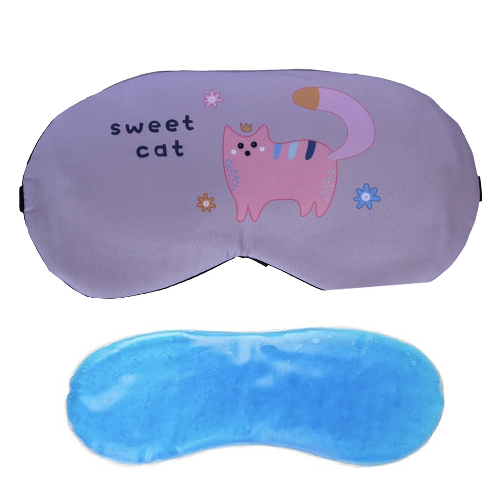 Masca pentru dormit sau calatorie, cu gel detasabil, Pufo Sweet Cat, 19 cm, roz - 1 | YEO