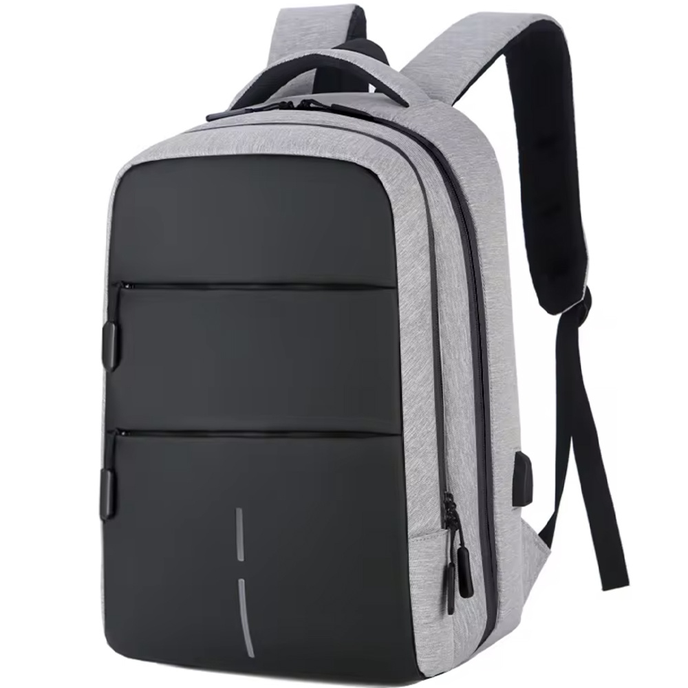 Rucsac Pufo Premium compartimentat pentru laptop, 45 x 32 cm, gri deschis