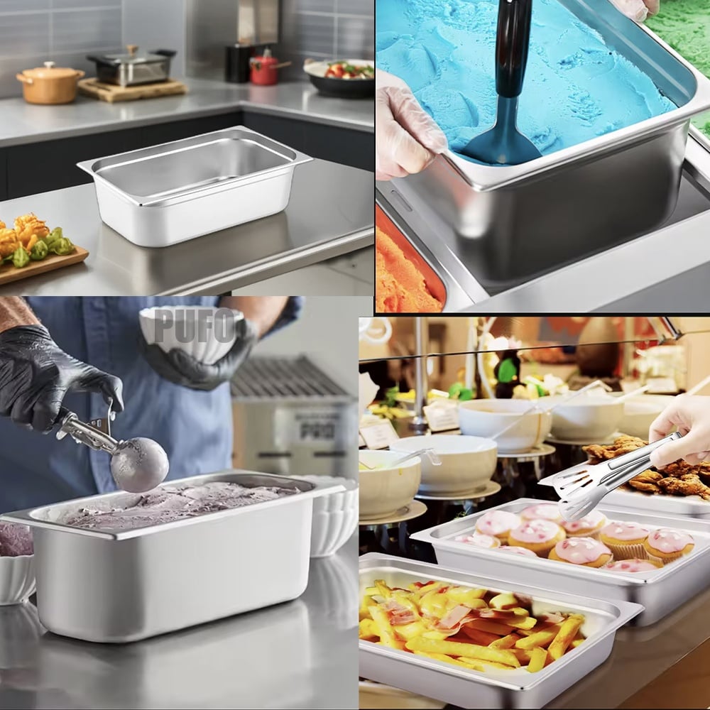 Tava gastronorm Pufo din inox pentru depozitare alimente, sosuri, inghetata, ideal pentru catering, restaurante, fast food, horeca, capacitate 3 L - 3 | YEO