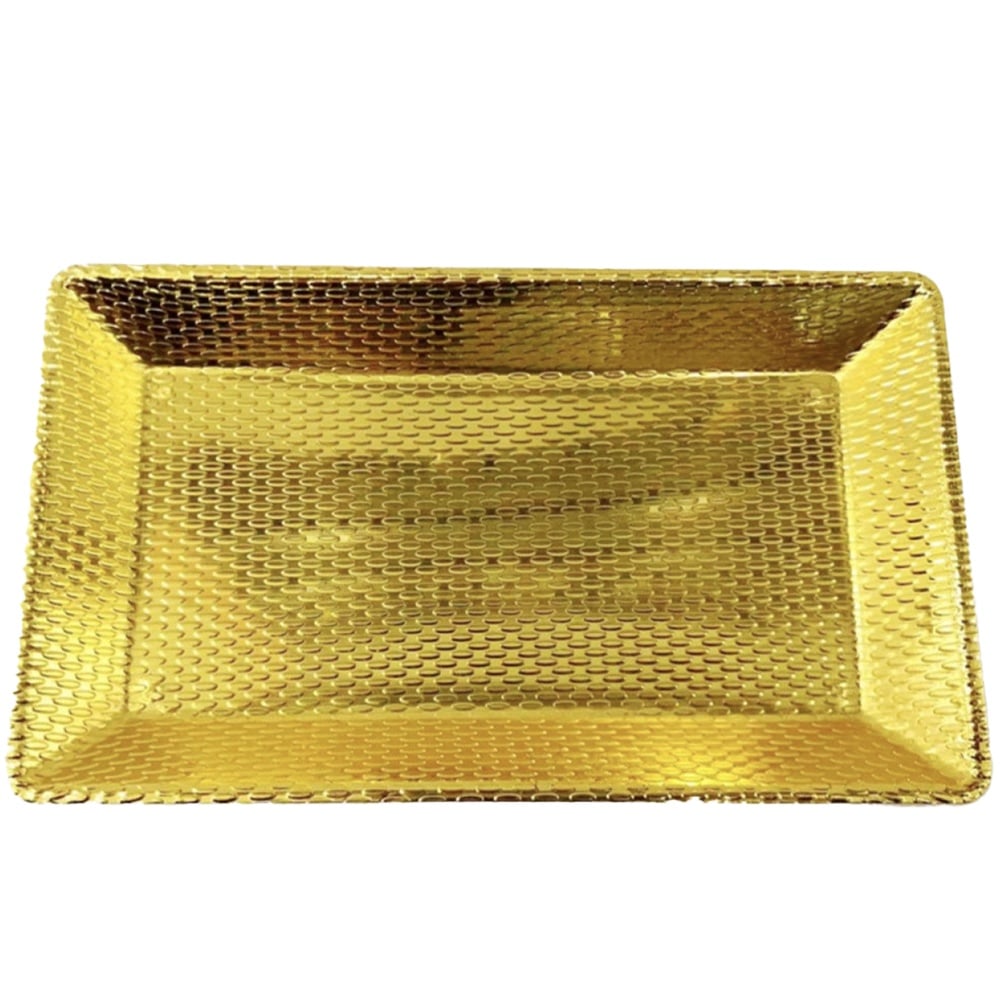 Tava metalica eleganta Pufo Gold cu picioruse pentru servire aperitive, prajituri, fructe, 27 cm - 2 | YEO