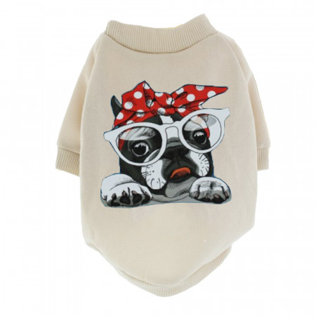 Haina tip hanorac Pufo Fashion Dog pentru caini, sau pisici, bej