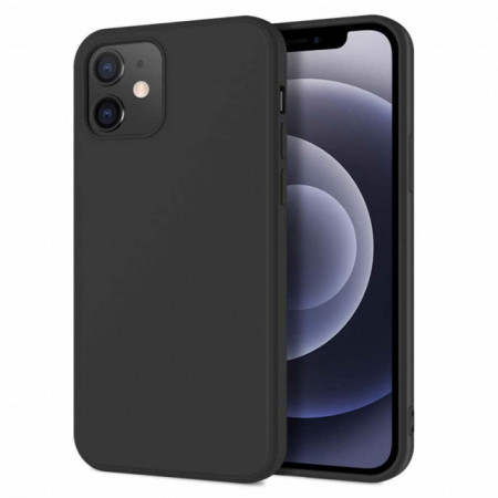 Husa de protectie pentru iPhone 12 cu interior din catifea, silicon, negru