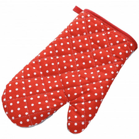 Manusa de bucatarie Pufo Points pentru gratar sau cuptor, 26 x 16 cm, rosu